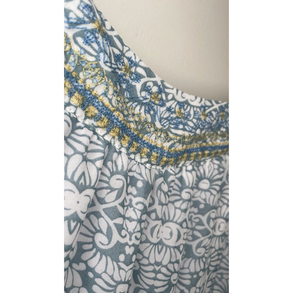 Knox Rose Boho Midi Dress Embroidered Cottage Tassel Tie Shoulder Blue Ombre XXL - Picture 6 of 12